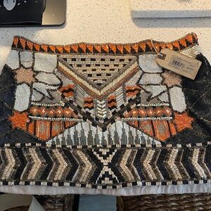 All Saints Ebony and Coral Beaded Skirt it runs real small